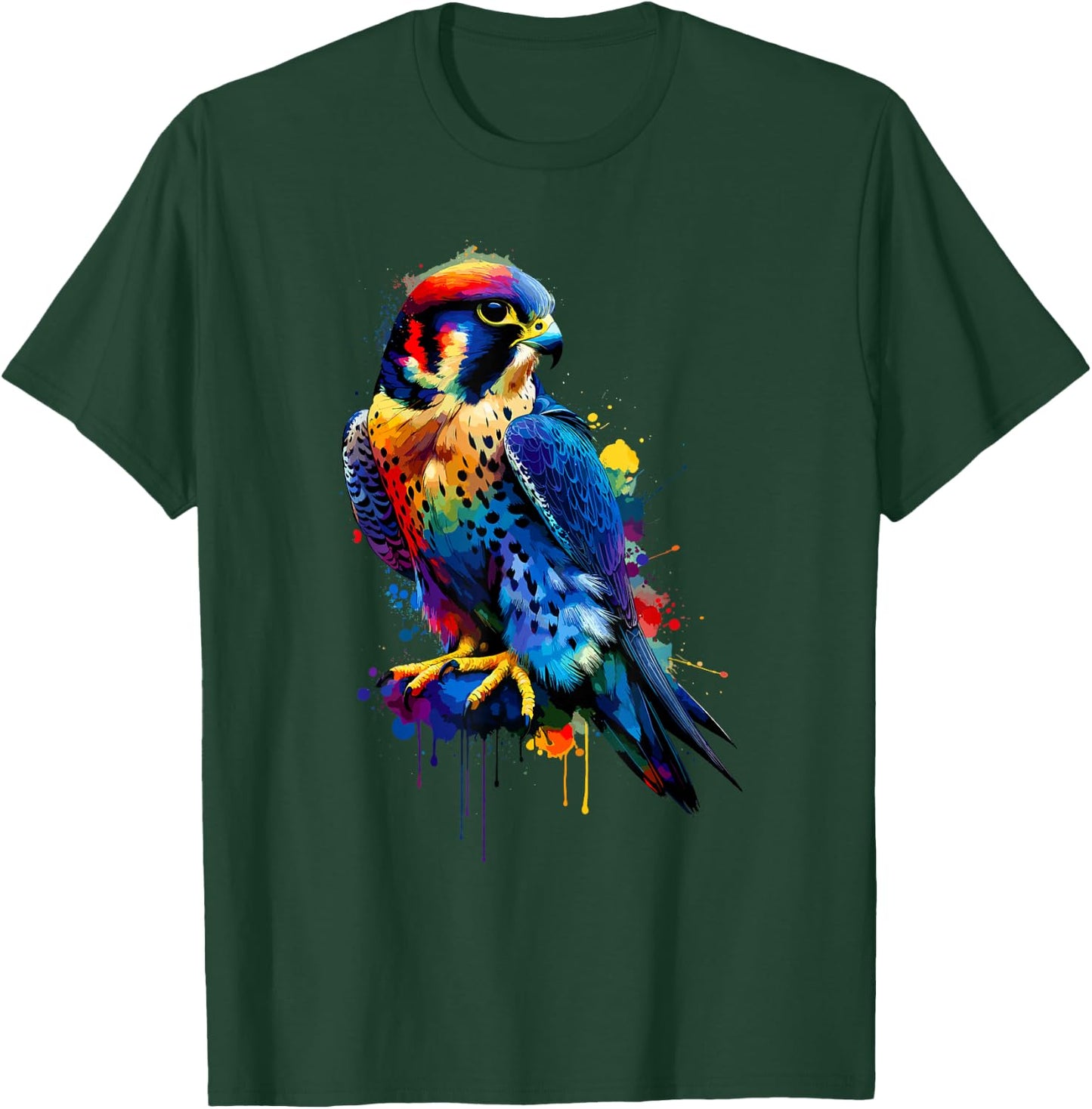 Colorful Splash Art Peregrine Falcon Peregrines T-Shirt - T-Shirt | Forest