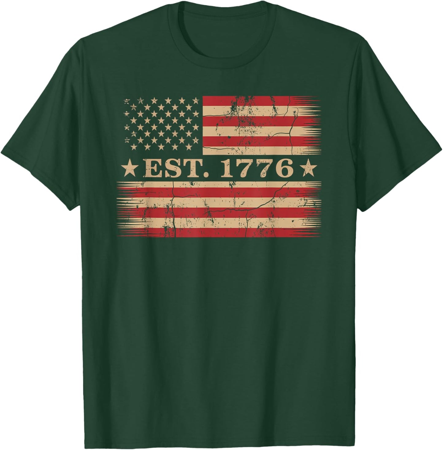 Patriotic 1776 Vintage 4th of July Retro Independence Day T-Shirt - T-Shirt | Forest