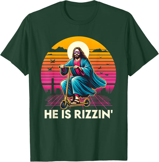 He Is Rizzen Jesus Is Rizzen Cool Jesus Jesus Has Rizzen T-Shirt - T-Shirt | Forest