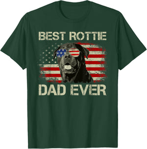 Best Rottie Dad Ever Rottweiler American Flag Gift T-Shirt - T-Shirt | Forest