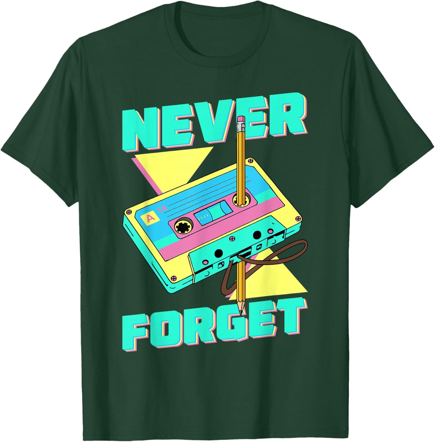 Never Forget Cassette Tape Retro 80s and 90s Party , black T-Shirt - T-Shirt | Forest