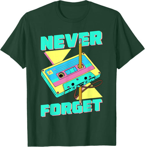 Never Forget Cassette Tape Retro 80s and 90s Party , black