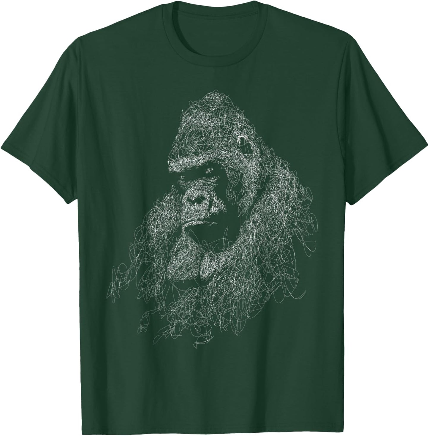 gorilla face scribble art head for lover Silverback animals T-Shirt - T-Shirt | Forest
