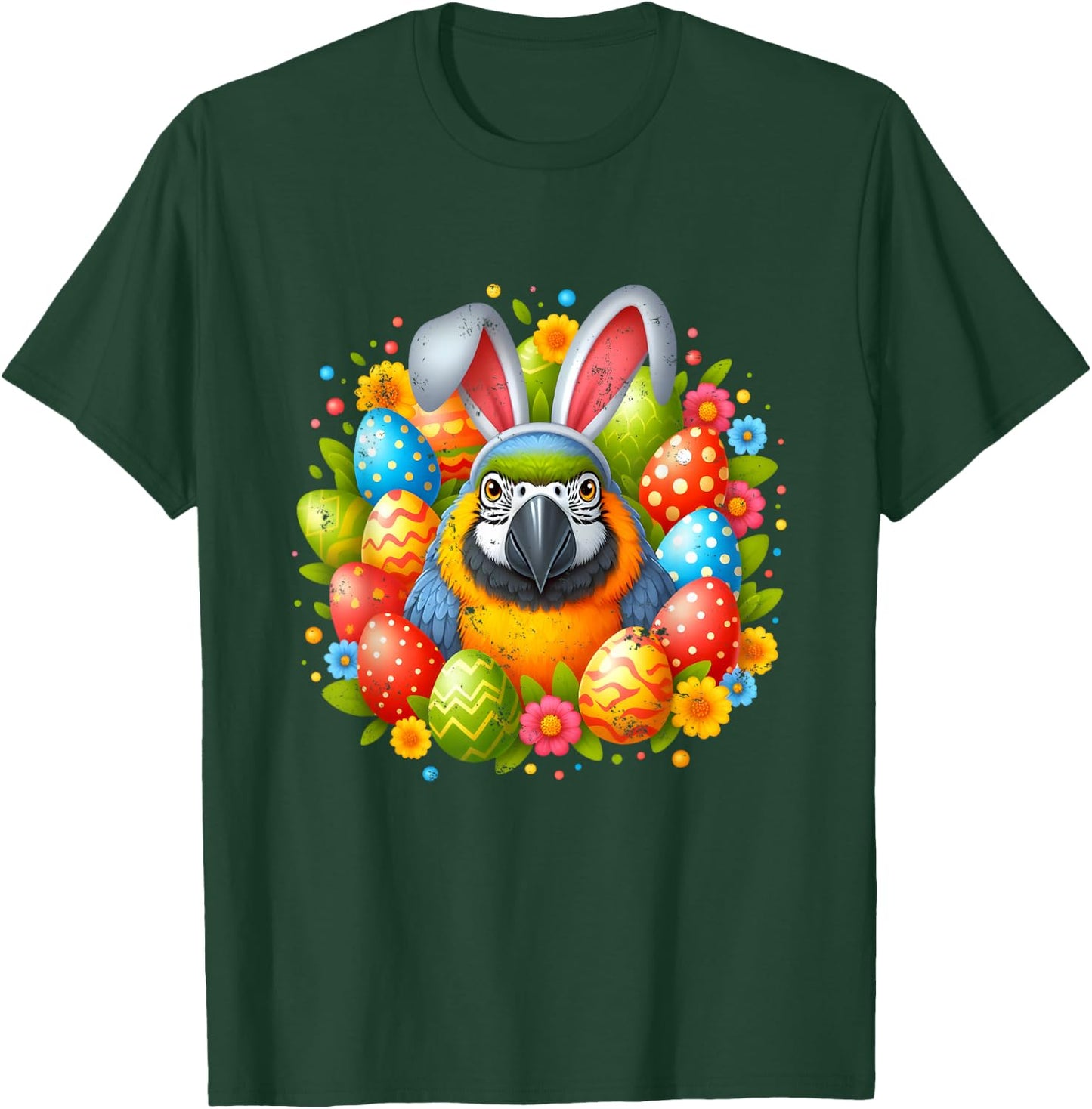 Happy Easter Parrot with Colorful Easter Eggs T-Shirt - T-Shirt | Forest