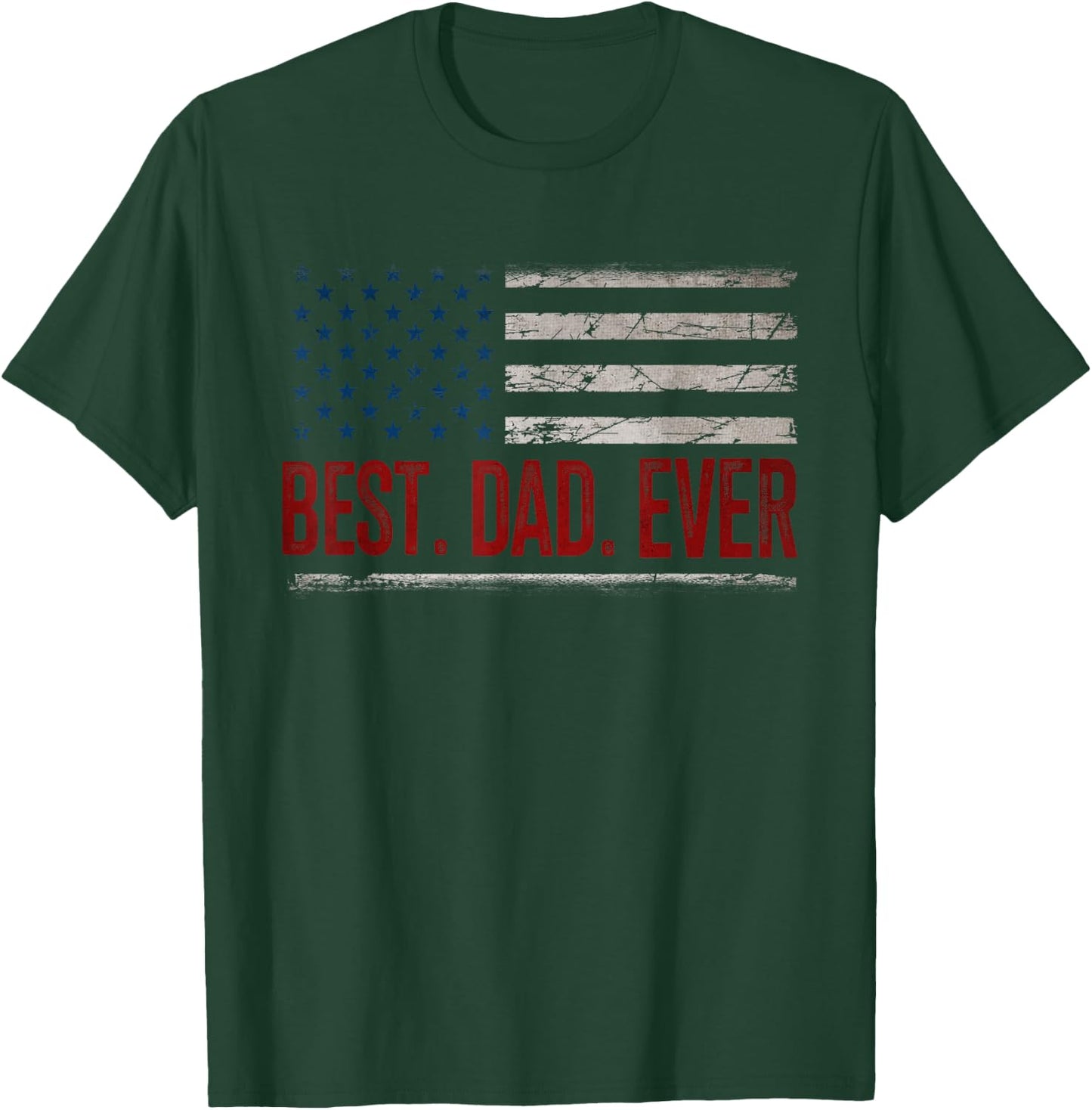 Best Dad Ever with US American Flag Gifts Fathers Day Daddy T-Shirt - T-Shirt | Forest