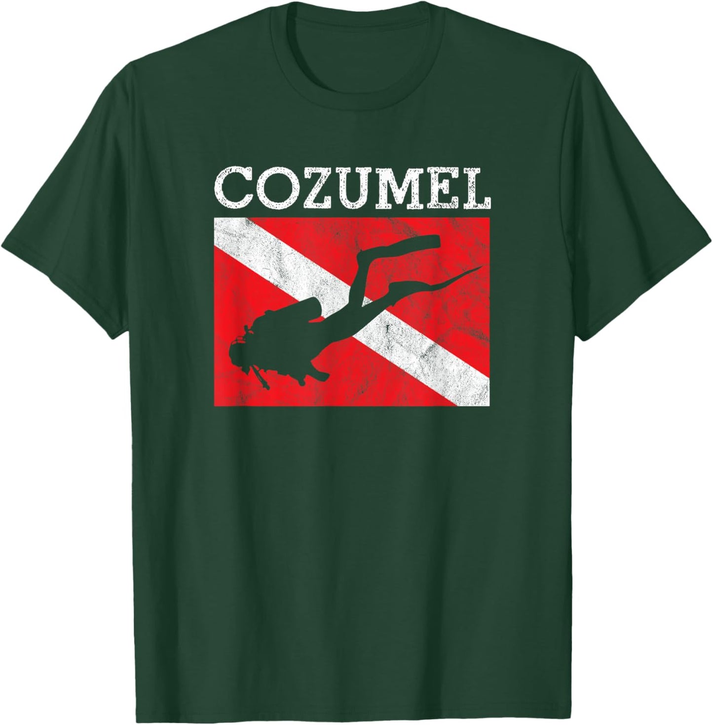 Vintage Cozumel Mexico Scuba Dive Flag Vacation Souvenir T-Shirt - T-Shirt | Forest