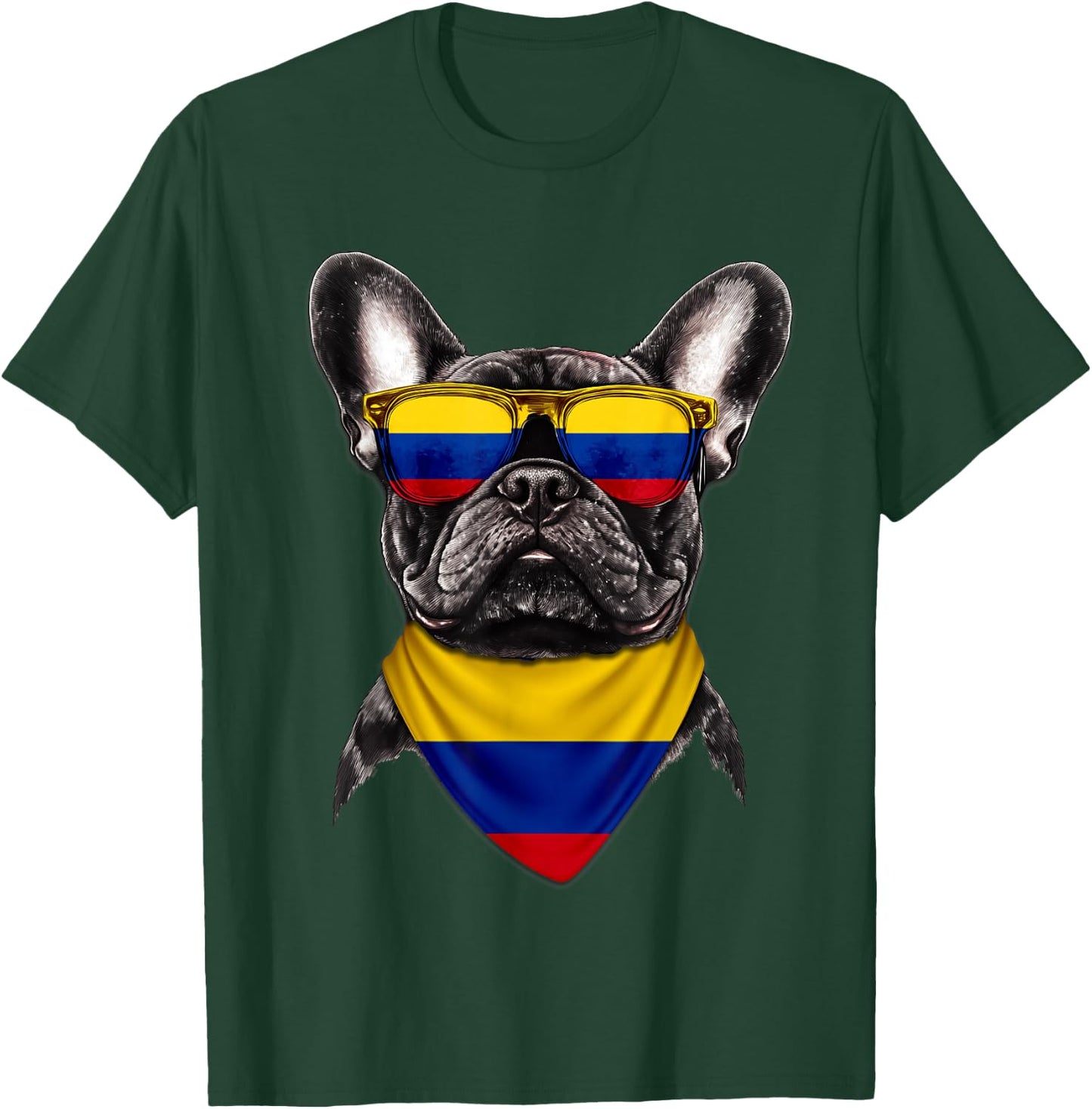 Colombian Flag American French Bulldog Heritage Colombia T-Shirt - T-Shirt | Forest