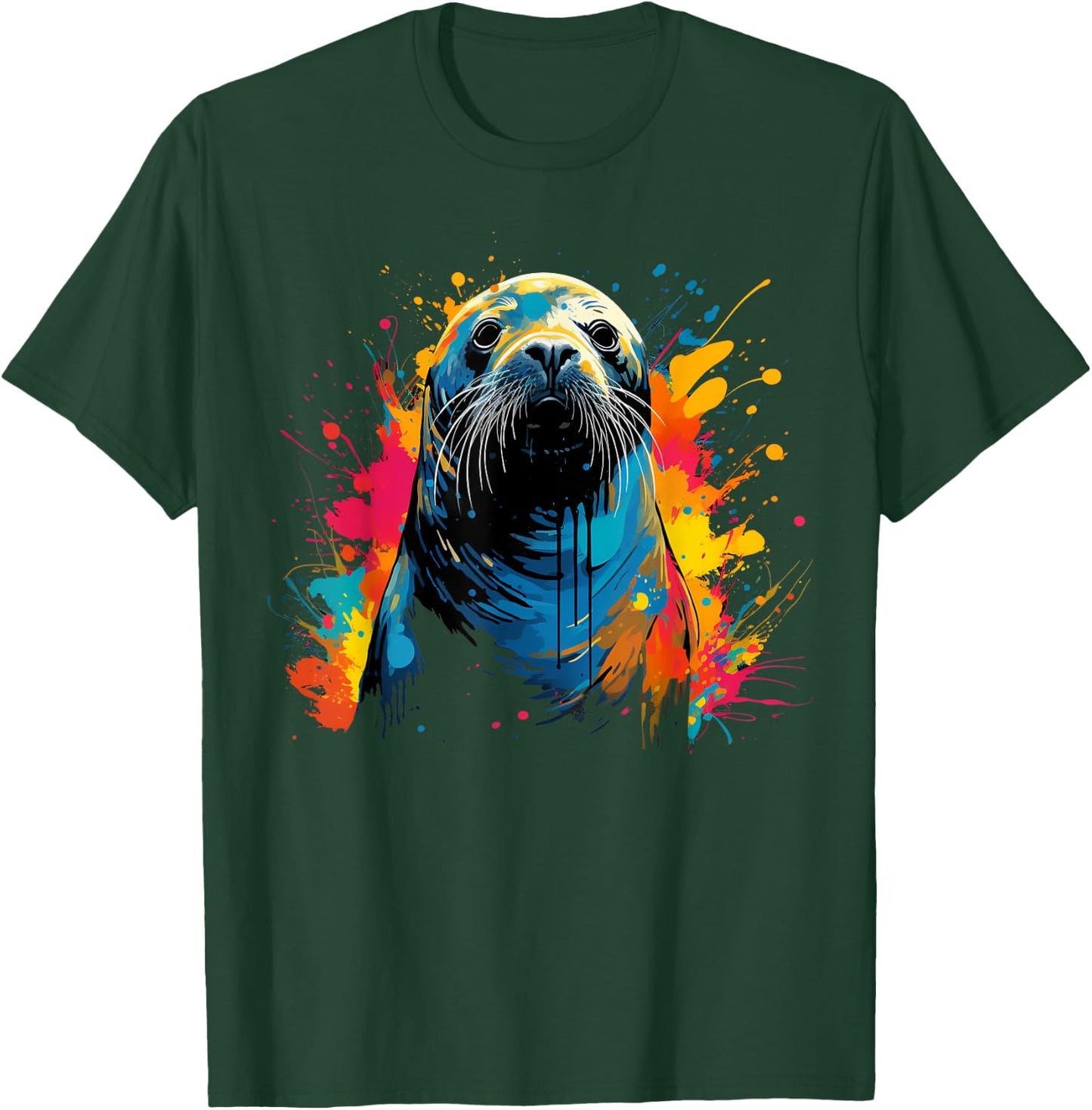 Artistic Colorful Pop Art painted Seal T-Shirt - T-Shirt | Forest