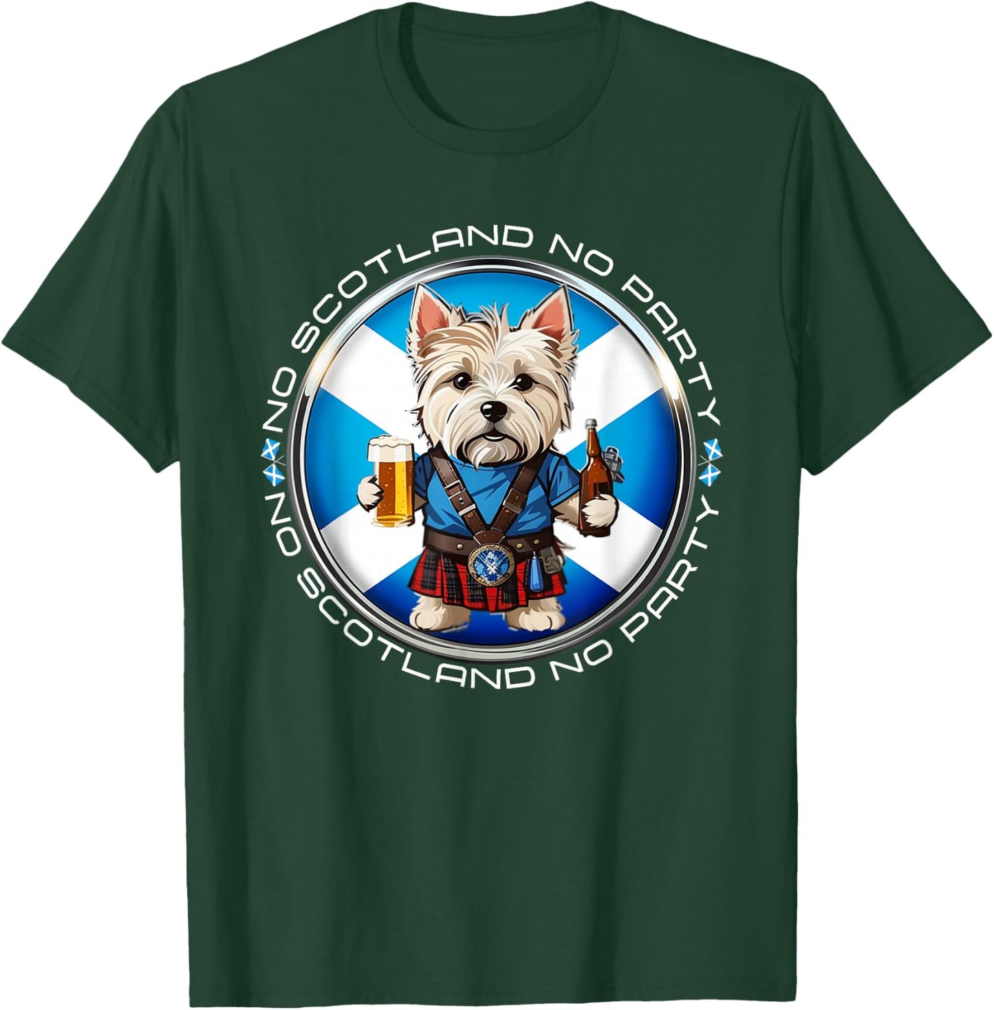 No Scotland No Party Scottish Pride West Highland Terrier T-Shirt - T-Shirt | Forest