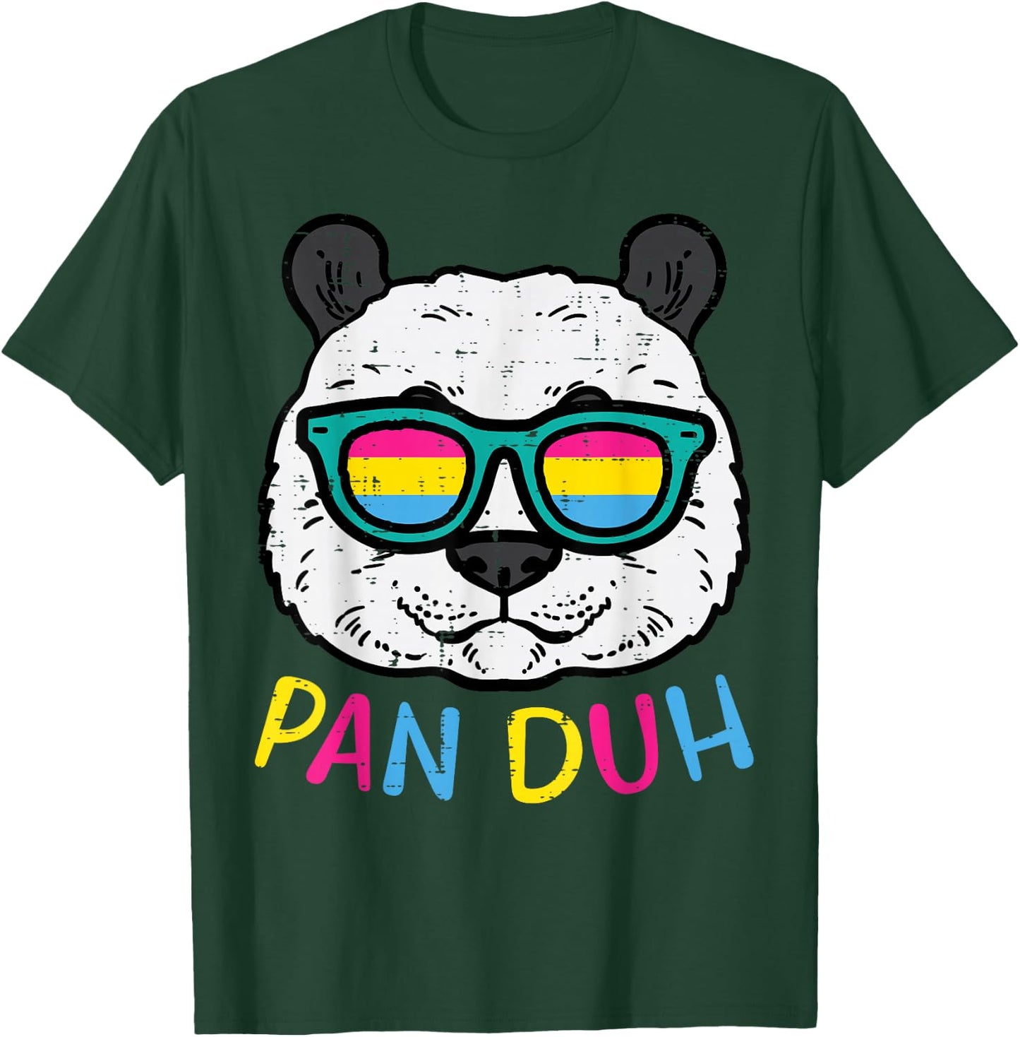 Pansexual Panda Pan Duh Funny Pride Flag Lgbt Men Women Kids T-Shirt - T-Shirt | Forest