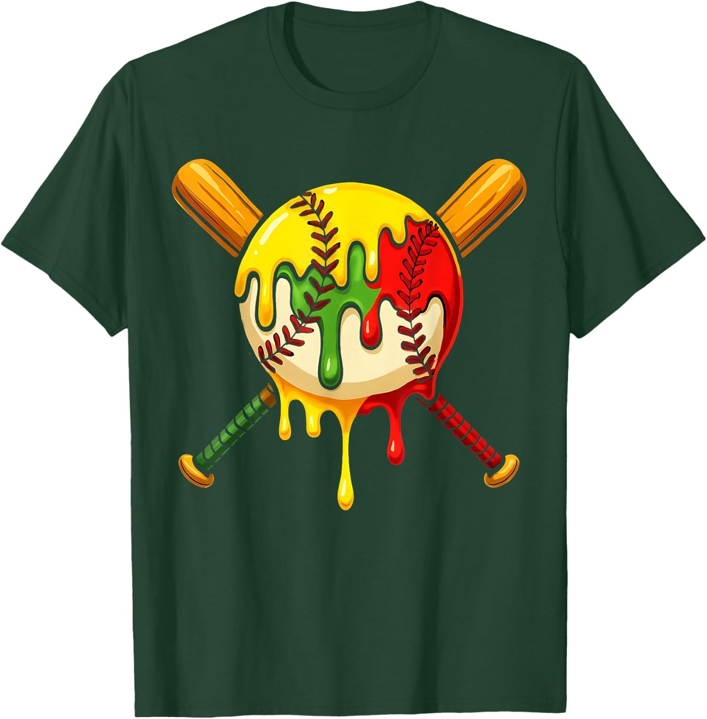 Baseball Drip Juneteenth Black Pride African American 1865 T-Shirt - T-Shirt | Forest