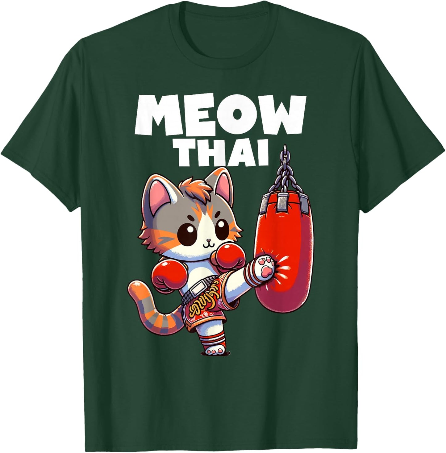 Muay Thai Cat Meow Thai Boxing Fighting Sport T-Shirt - T-Shirt | Forest