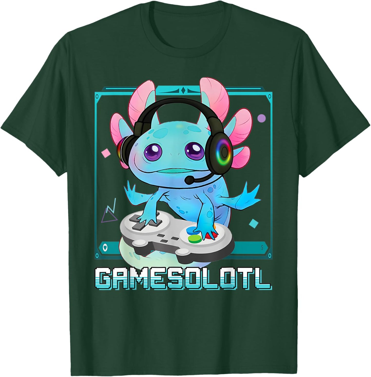 Gamesolotl Axolotl Video Gamer Kawaii Pastel Goth Cute Anime T-Shirt - T-Shirt | Forest