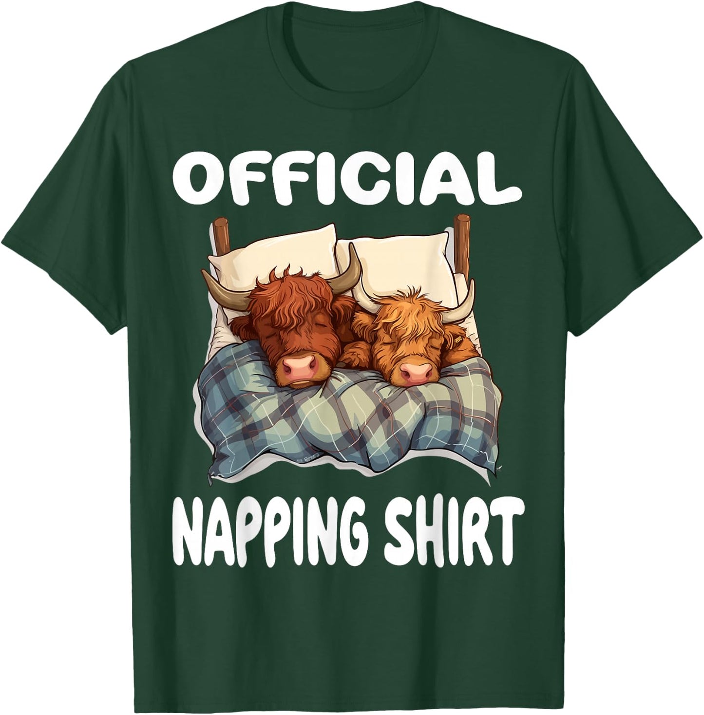 Scottish Highland Cow Official Napping shirt Pajamas T-Shirt - T-Shirt | Forest