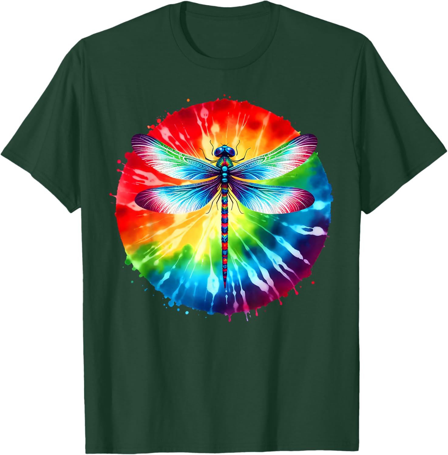 Cool Graphic Tie Dye Sunglasses Dragonfly Illustration Art T-Shirt - T-Shirt | Forest