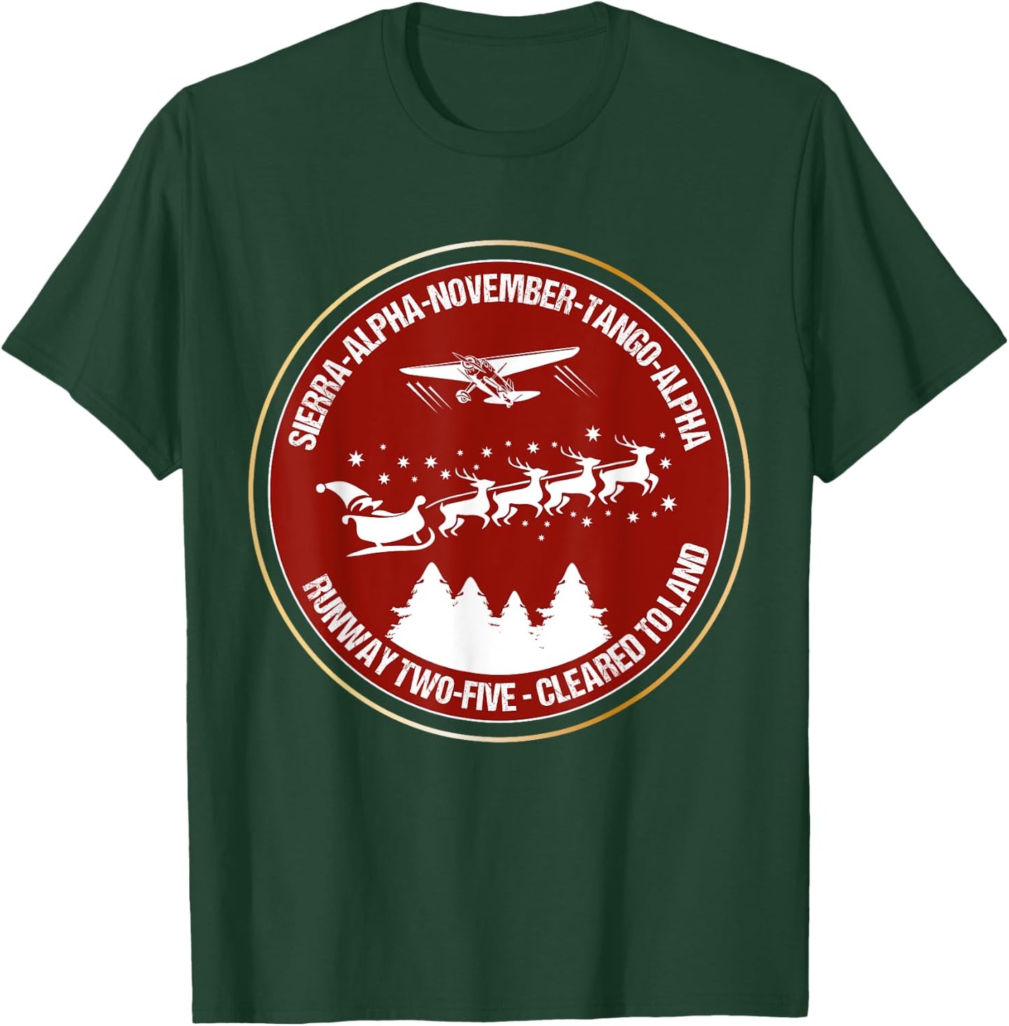 Funny Santa Airlines Christmas Gift Pilots Aviator T-Shirt - T-Shirt | Forest