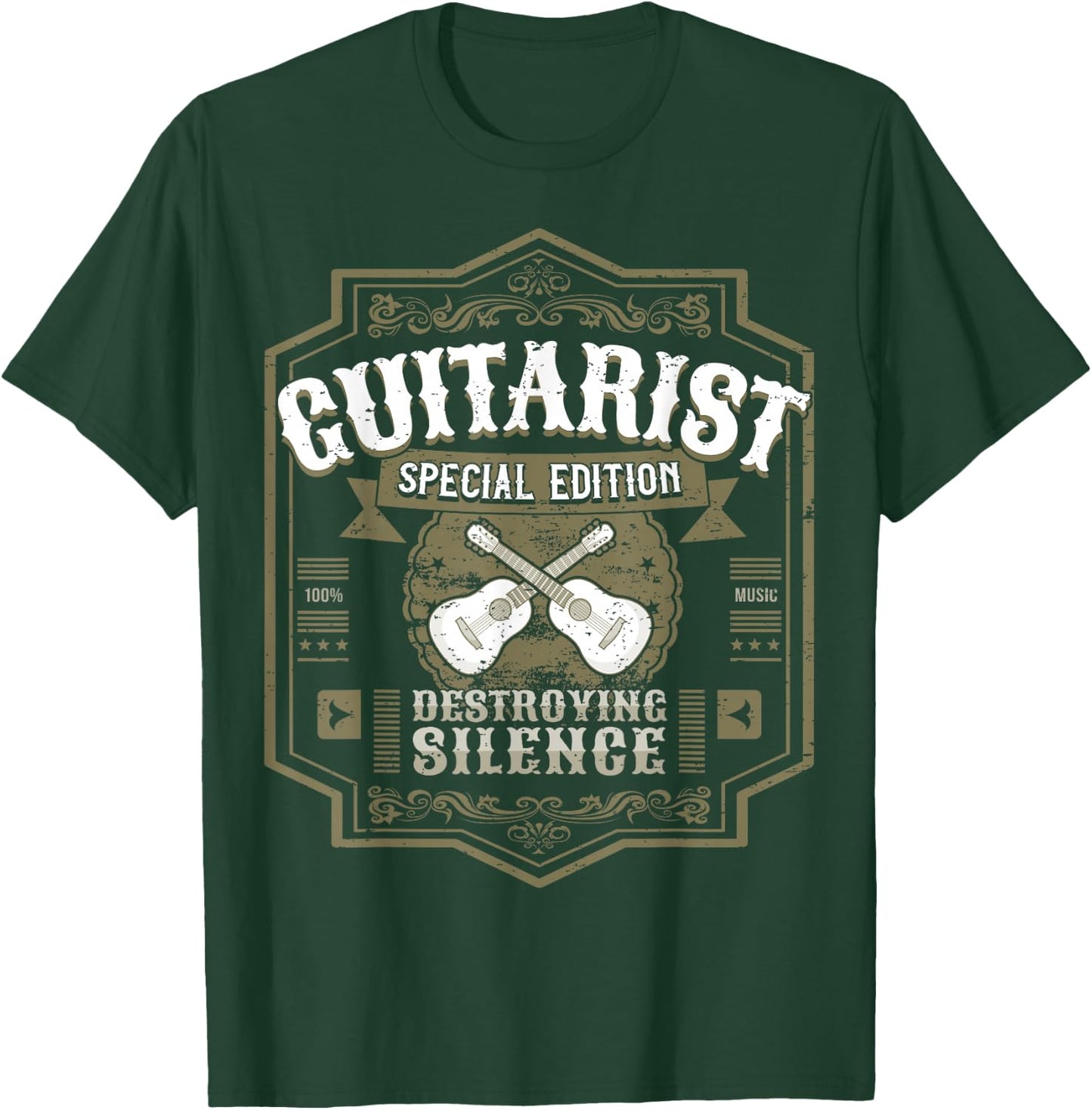 Guitarist Guitar Player Design I Destroying Silence Vintage T-Shirt - T-Shirt | Forest