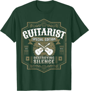 Guitarist Guitar Player Design I Destroying Silence Vintage T-Shirt - T-Shirt | Forest