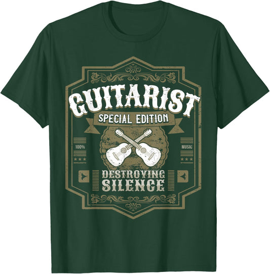 Guitarist Guitar Player Design I Destroying Silence Vintage T-Shirt - T-Shirt | Forest