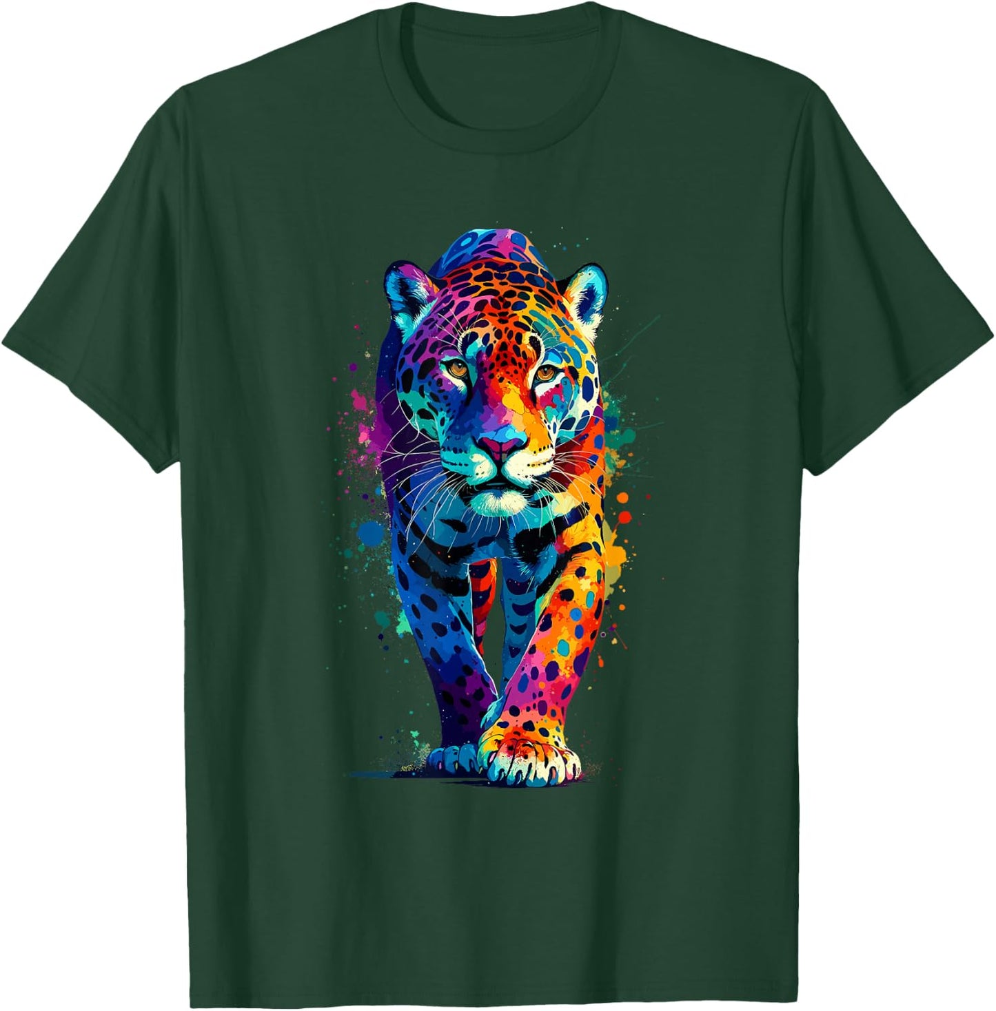 Colorful Splash Art Jaguar Jaguars Zoo T-Shirt - T-Shirt | Forest