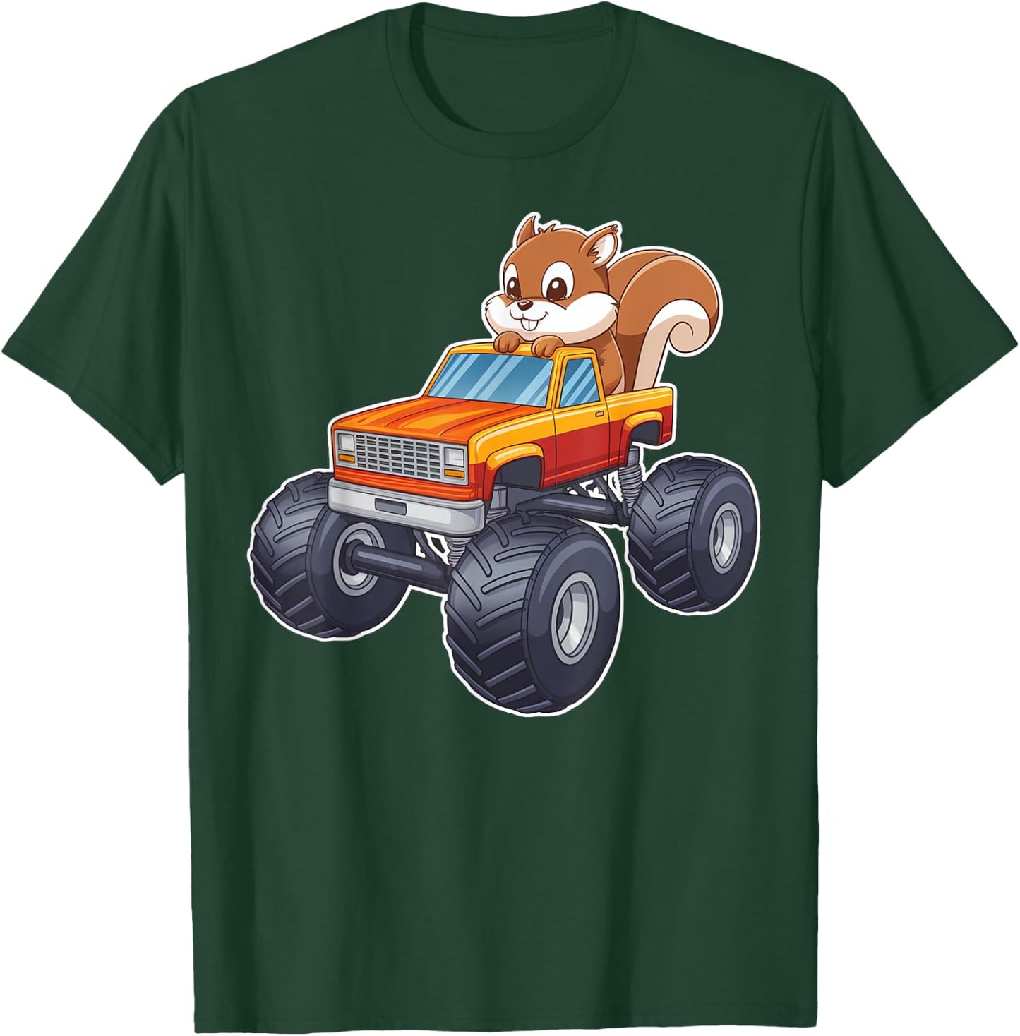 Cute Monster Truck With Squirrel T-Shirt - T-Shirt | Forest