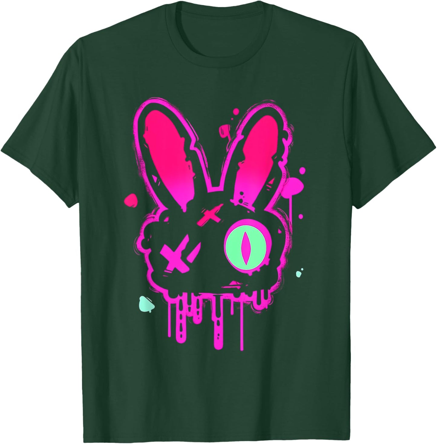 Grunge Graffiti Rabbit | Pastel Goth Punk Edgy Psychedelic T-Shirt - T-Shirt | Forest