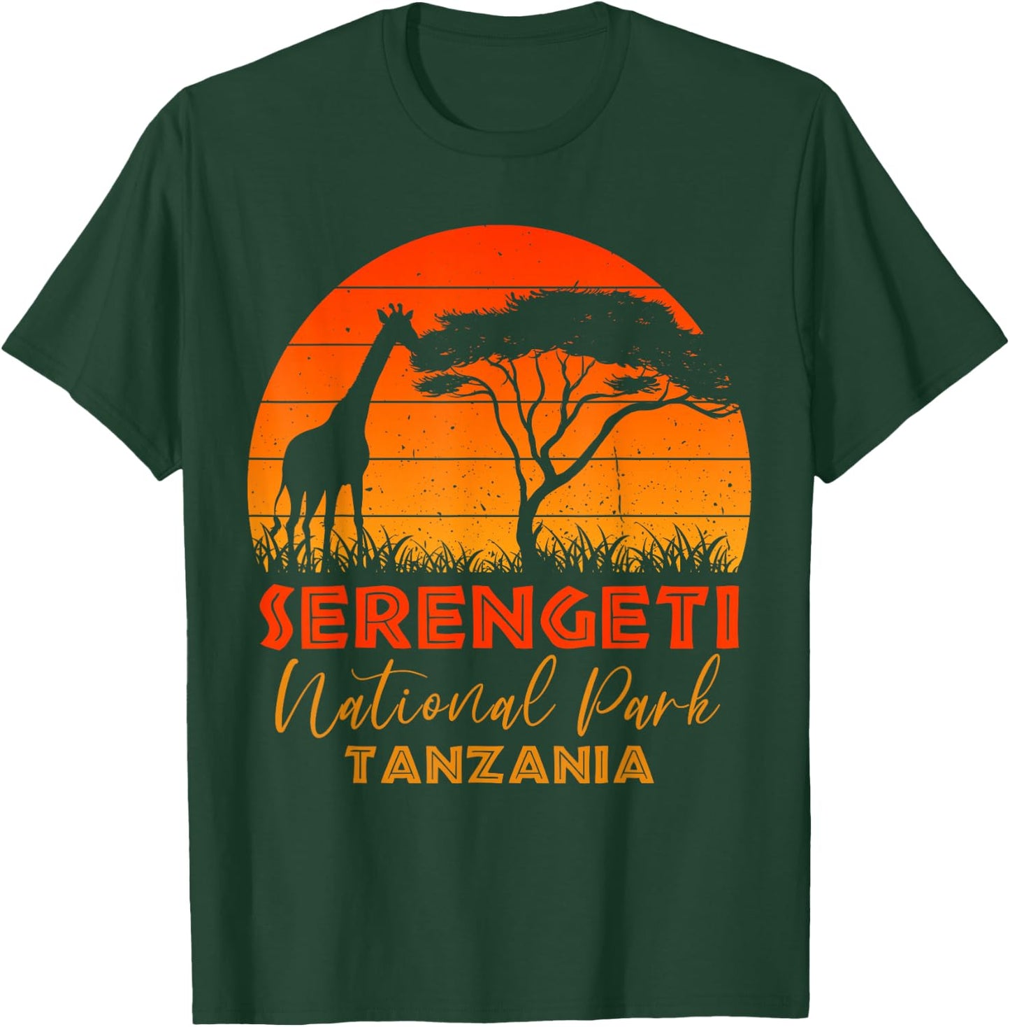 Serengeti National Park Tanzania Giraffe Safari Retro T-Shirt - T-Shirt | Forest