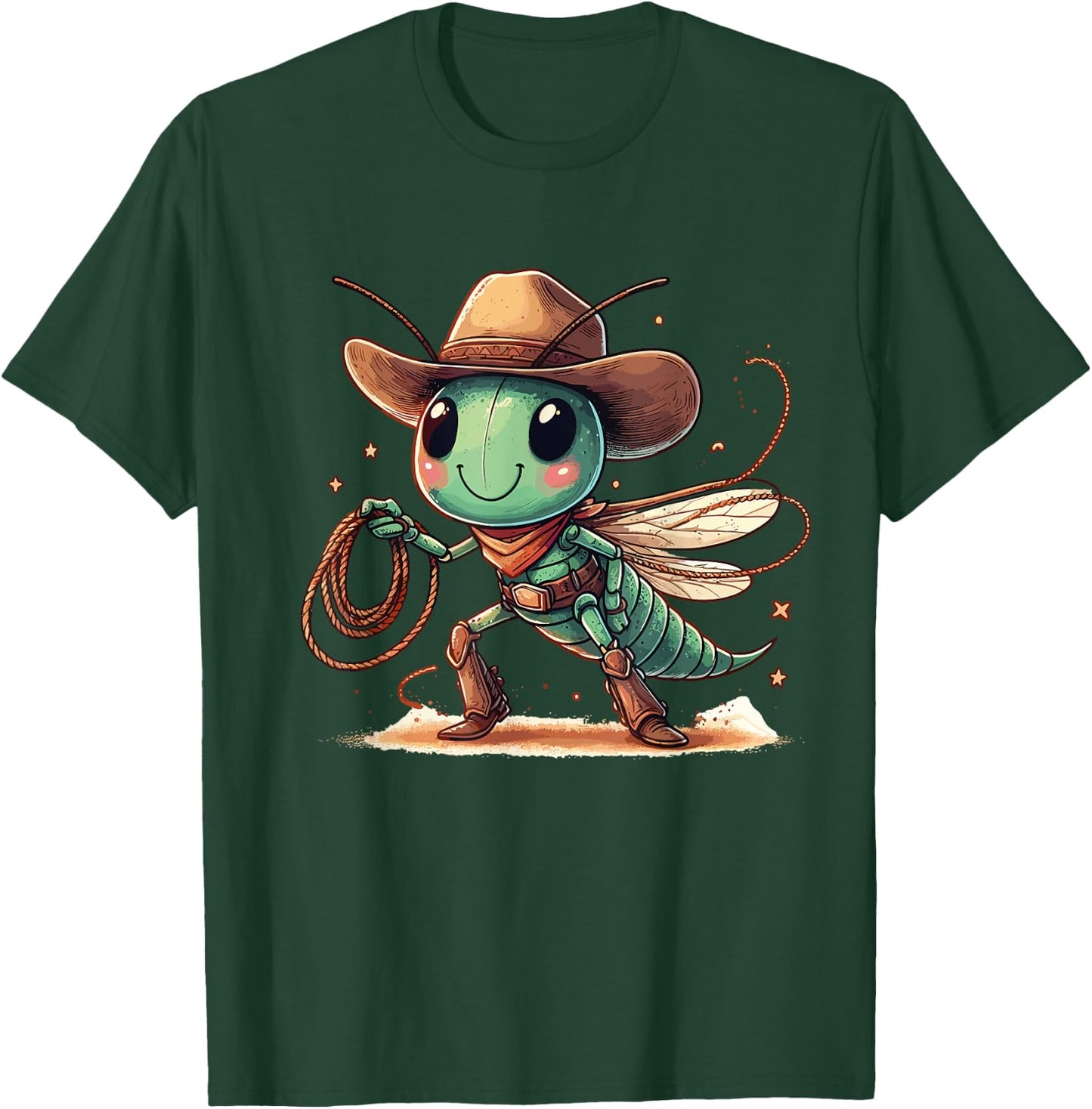 Western Rodeo Cowboy Hat Grasshopper Texas Animals T-Shirt - T-Shirt | Forest