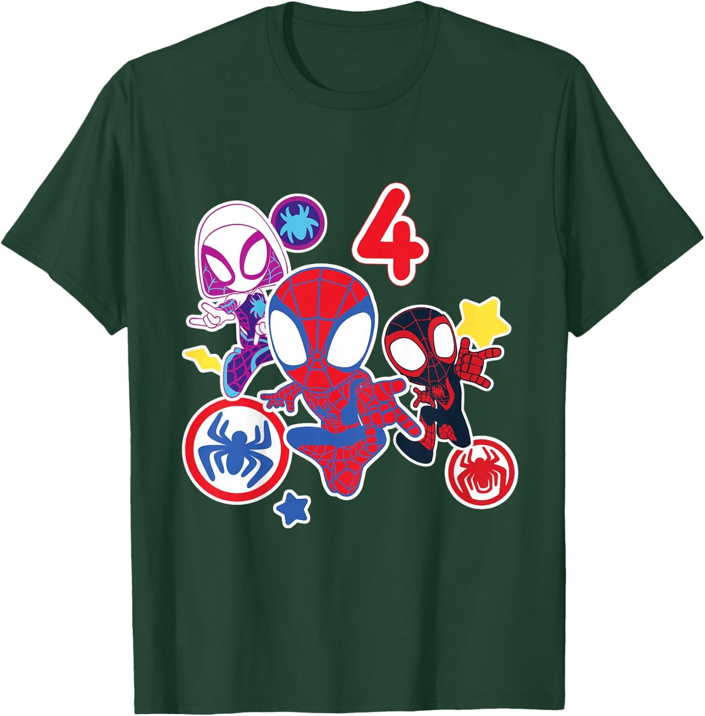 Children's Marvel Spidey and His Amazing Friends 4 Year Old Birthday , black T-Shirt - T-Shirt | Forest