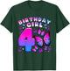 Birthday Girl 4 Years Old Butterfly Number 4 T-Shirt - T-Shirt | Forest