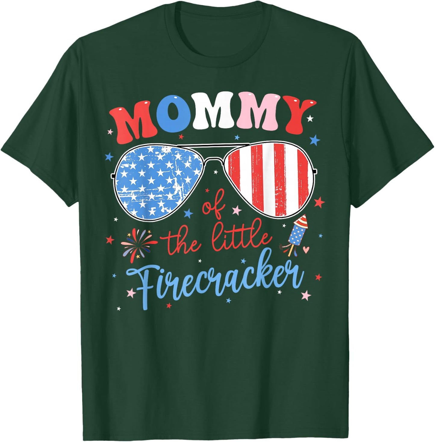 Mommy of The Little Firecracker 4th of July Birthday Family T-Shirt - T-Shirt | Forest