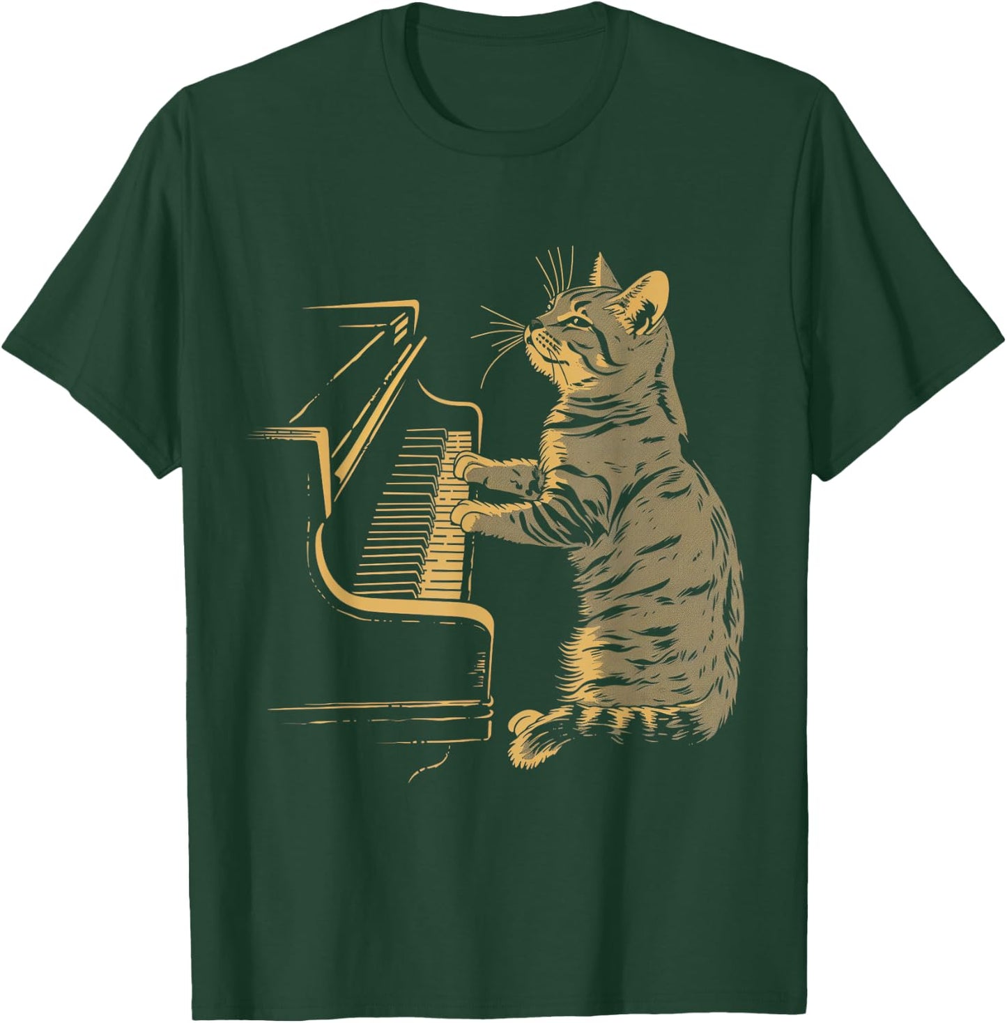 Klavier Katze Lustige Klassische Musik Noten Orchester Pianist T-Shirt - T-Shirt | Forest