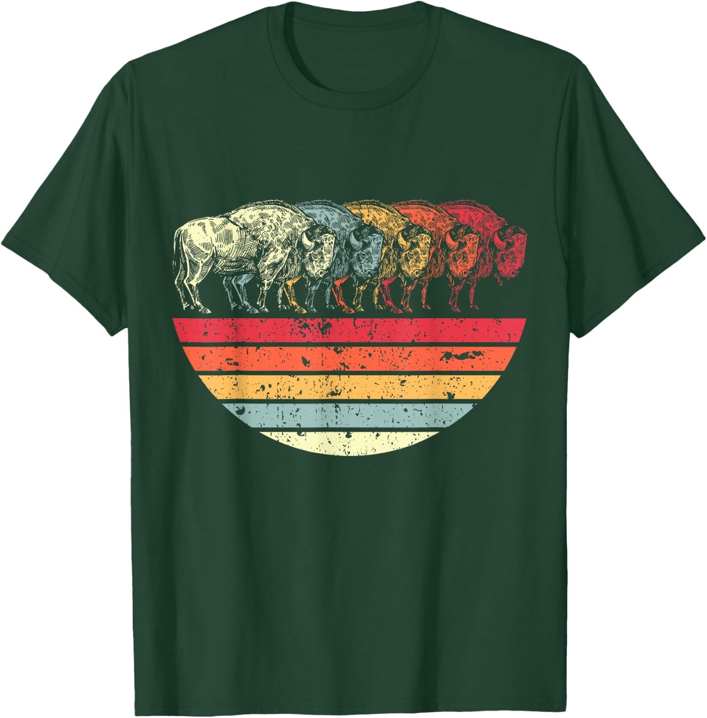 Retro Buffalo T-Shirt - T-Shirt | Forest
