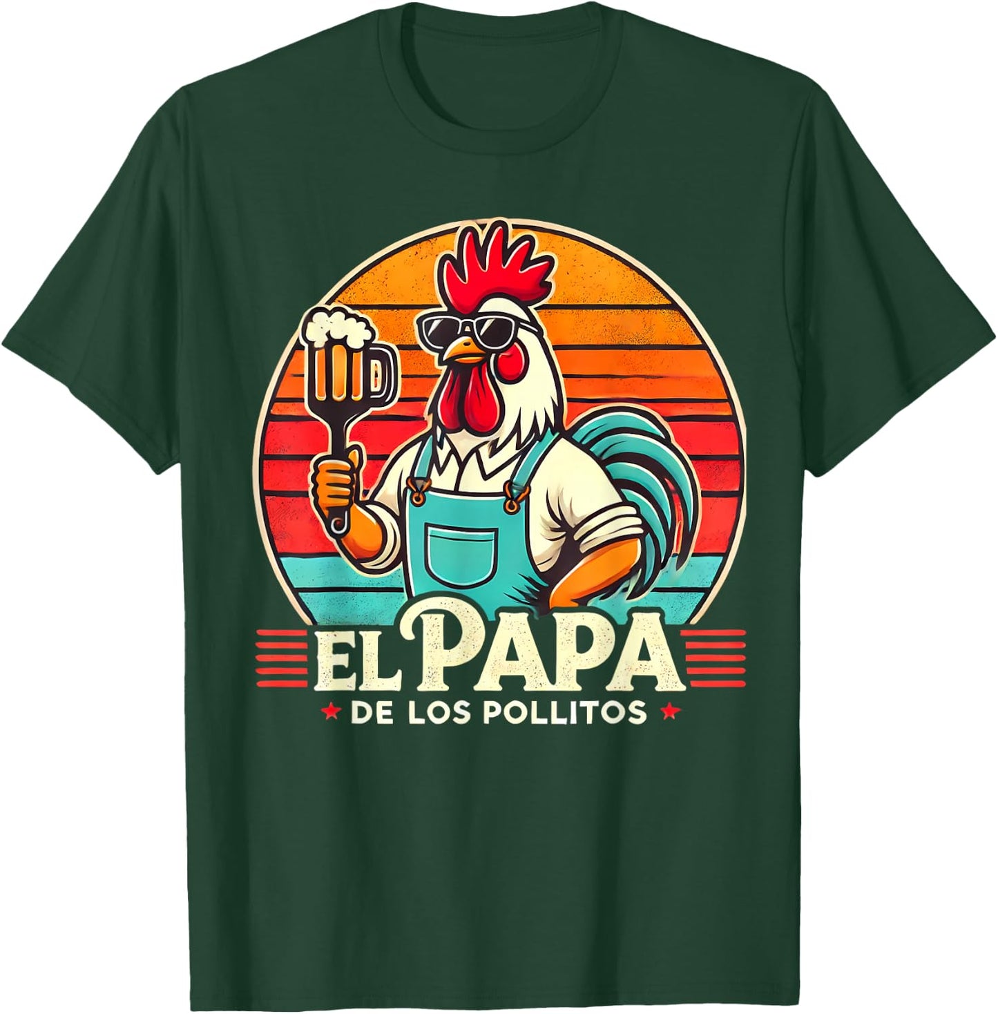 El Papa de lo pollitos funny Rooster Spanish Dia del Padre T-Shirt - T-Shirt | Forest