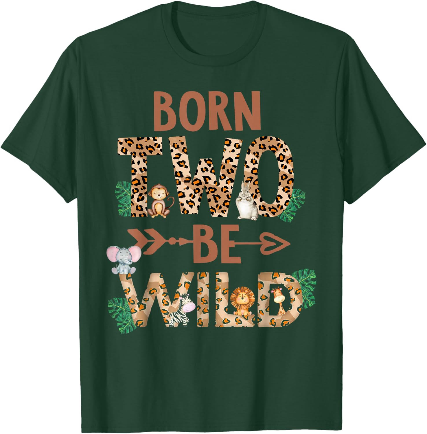 Born 2 Be Wild Birthday Decorations Girl Boy Zoo Animals 2 T-Shirt - T-Shirt | Forest