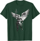 with German Text "Gottes Engel Michael Archangel with Spear Cross and Wings, black T-Shirt - T-Shirt | Forest