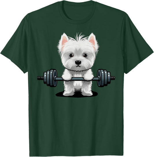 Westie Weightlifting Fitness Gym West Highland White Terrier T-Shirt - T-Shirt | Forest
