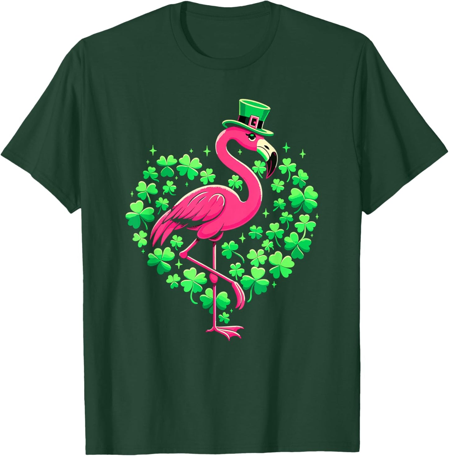 St Patricks Day Irish Flamingo T-Shirt - T-Shirt | Forest