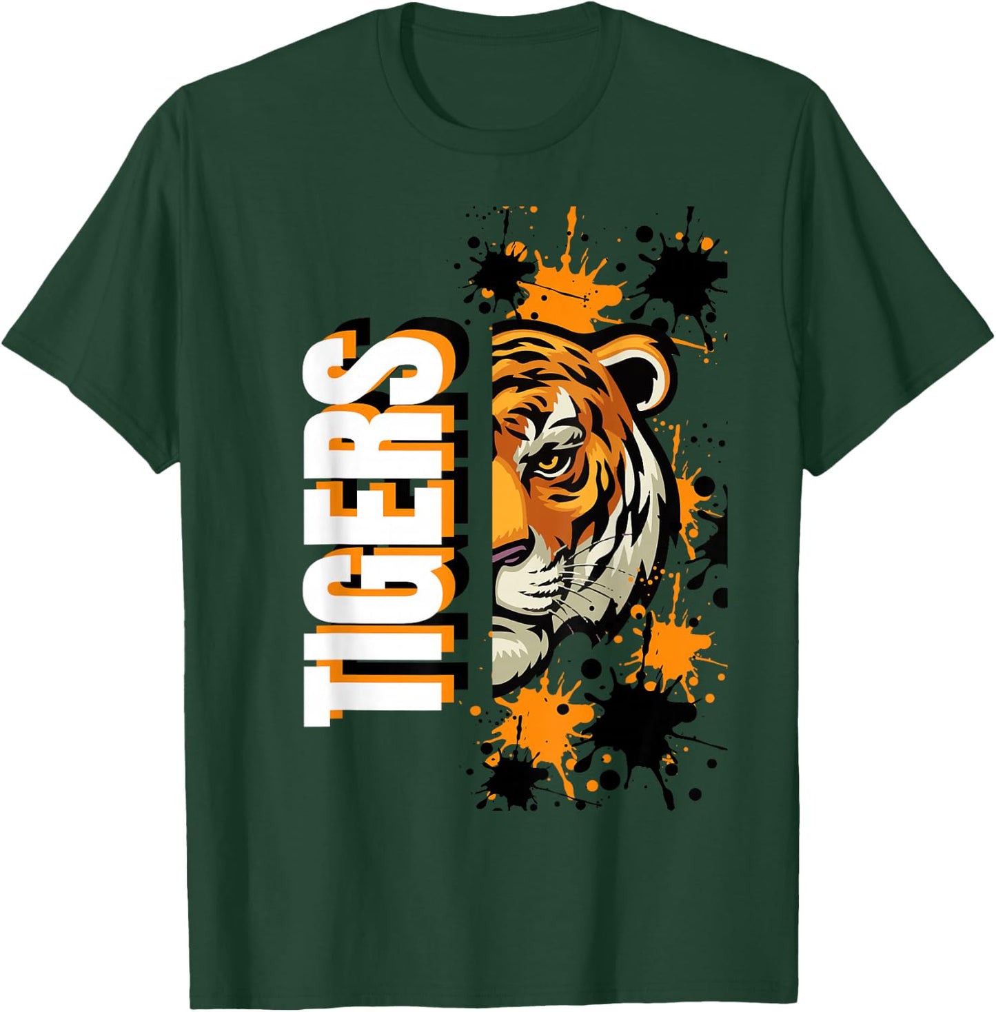 Tigers School Spirit Tiger Mascot Orange Black T-Shirt - T-Shirt | Forest