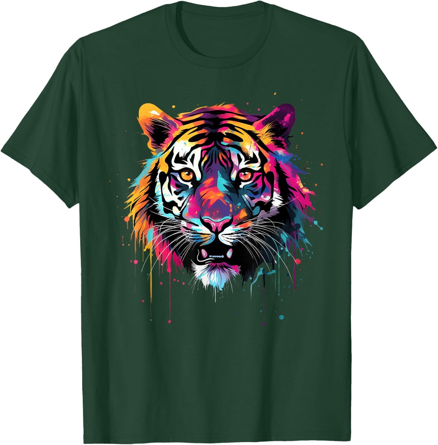 Cool Tiger on Colourful Painted Tiger , black T-Shirt - T-Shirt | Forest