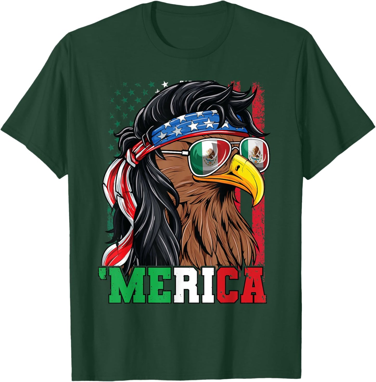 Mexican American Shirt 4th of July Mexican Merica Eagle T-Shirt - T-Shirt | Forest