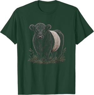 Belted Galloway Cow Graphic Artwork Design T-Shirt - T-Shirt | Forest