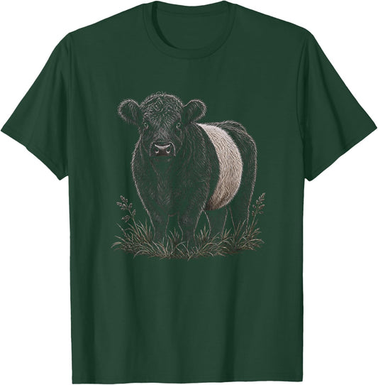 Belted Galloway Cow Graphic Artwork Design T-Shirt - T-Shirt | Forest