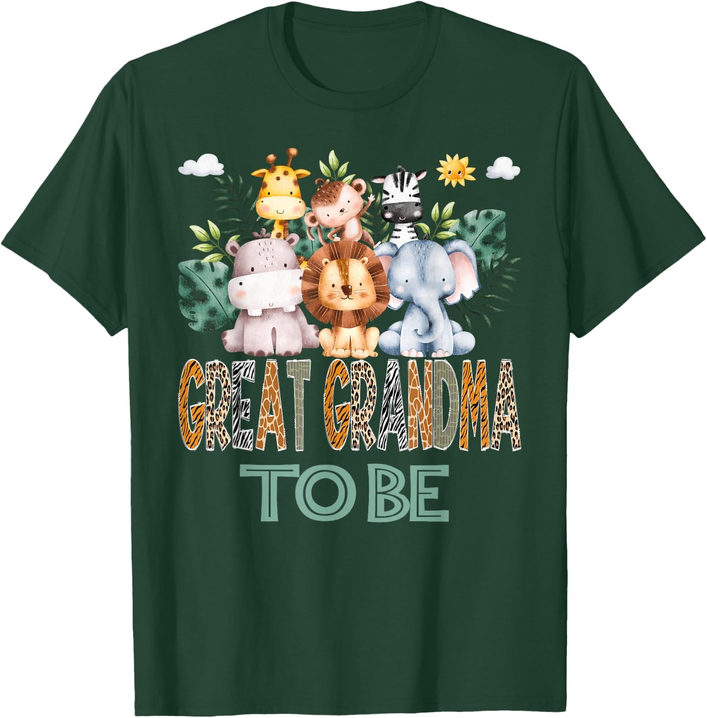 Soon To Be Great Grandma Jungle Animal Safari Gender Reveal T-Shirt - T-Shirt | Forest