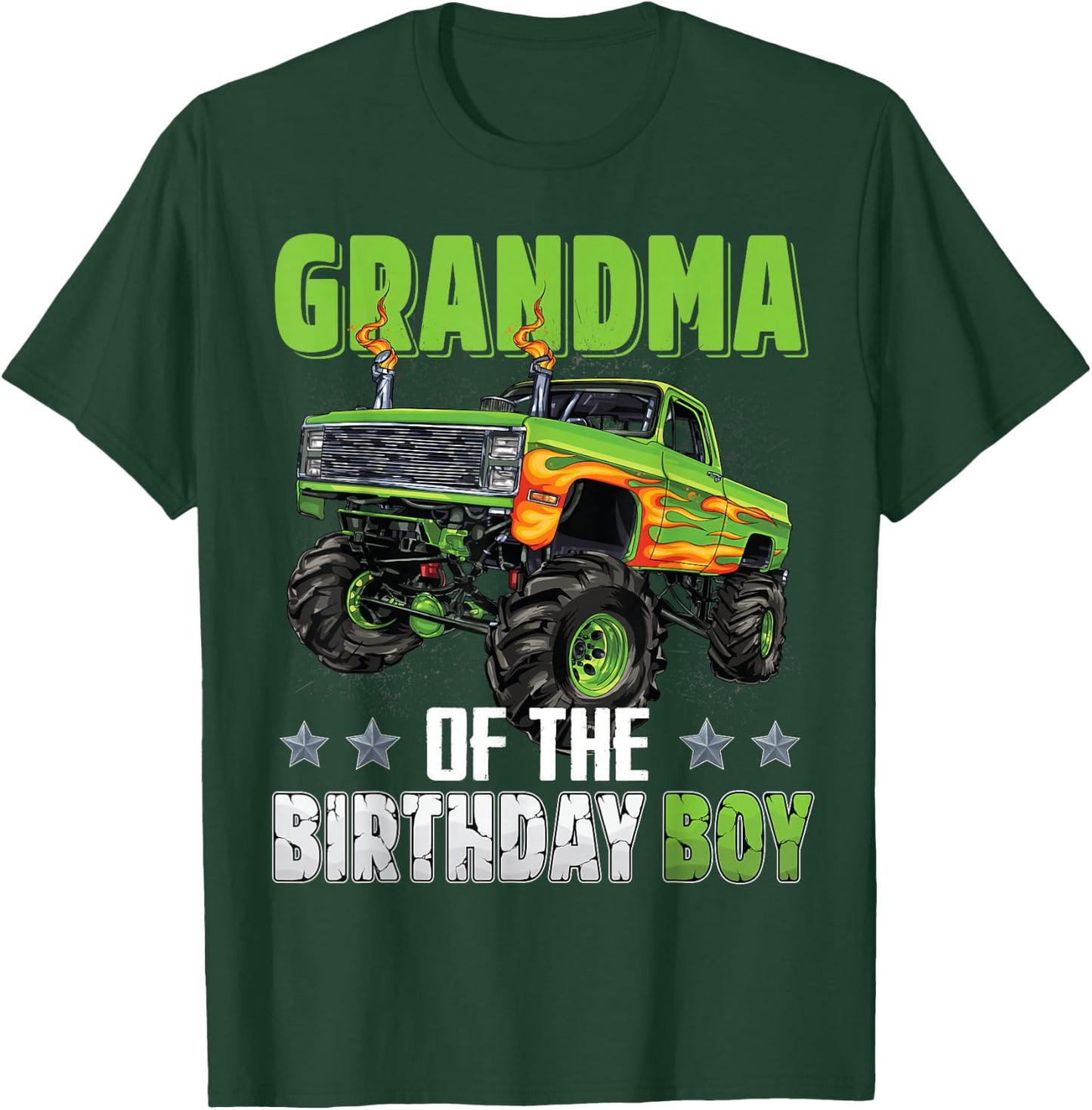 Grandma of Birthday Boy Monster Truck Car Family Matching T-Shirt - T-Shirt | Forest