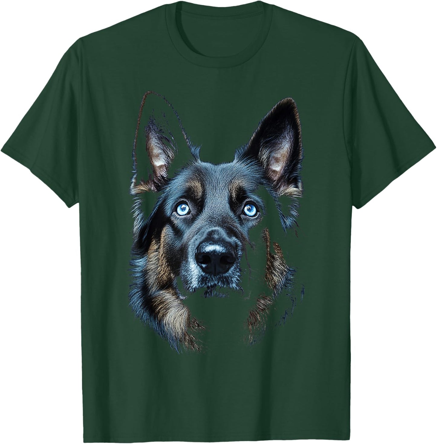 German Shepherd Dog Motif Pet Blue Eyes German Shepherd T-Shirt - T-Shirt | Forest