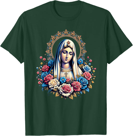Our Lady of Fatima Saint Mary Mother Mary Powerful Symbol , Black, S T-Shirt - T-Shirt | Forest
