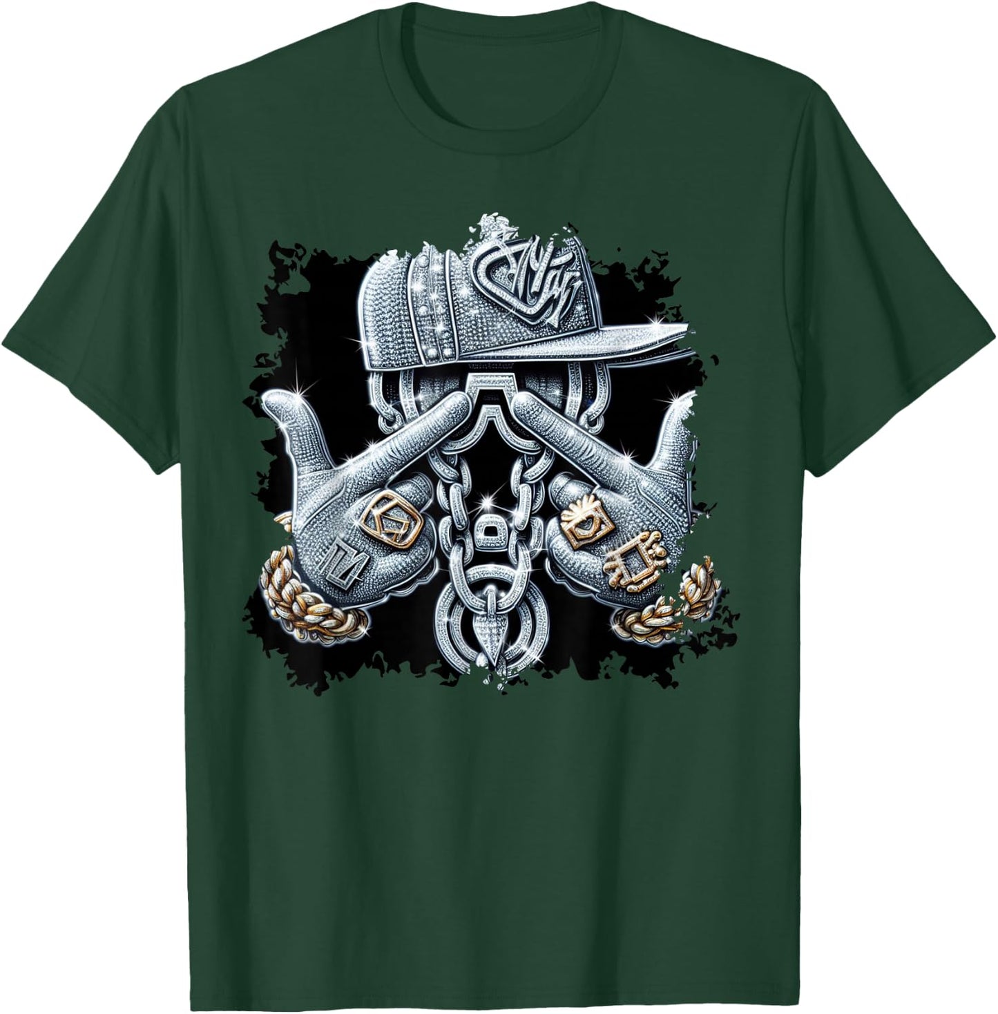 Hip Hop Gangster Bling Rapper , black T-Shirt - T-Shirt | Forest