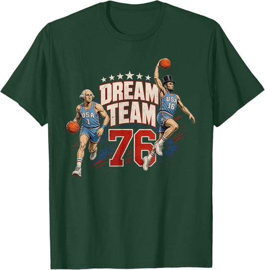 4th of July Basketball Dream Team '76 Since 1776 250 Years T-Shirt - T-Shirt | Forest