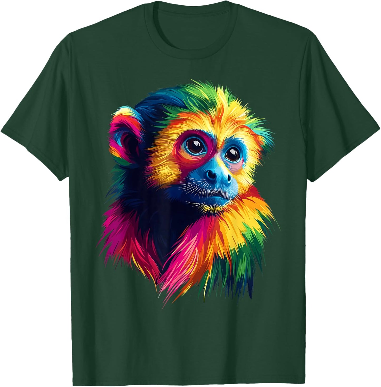 Colorful Capuchin Monkey Cute Rainforest Jungle Animal Black T-Shirt - T-Shirt | Forest